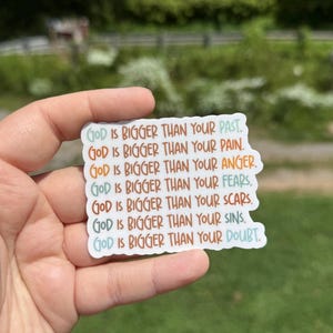 God is bigger christian sticker, christian woman gift, Christian Bible verse sticker, religious gift for women, bible journaling sticker