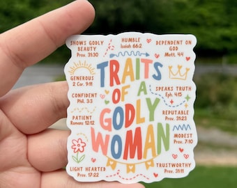 Traits of a Godly Woman sticker, christian woman gift, Christian Bible verse sticker, religious gift for women, bible journaling sticker