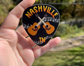 Nashville guitar pick sticker, bachelor trip sticker, water bottle sticker, cooler sticker, travel sticker for luggage, scrapbook sticker
