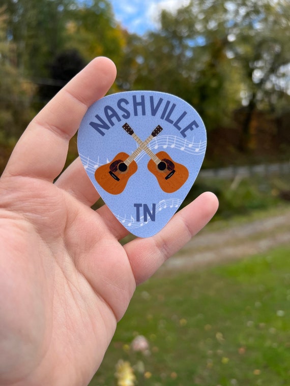 Nashville Tennessee guitar pick sticker, Tennessee gifts, travel stickers for luggage, scrapbooking stickers, guitar sticker for laptop