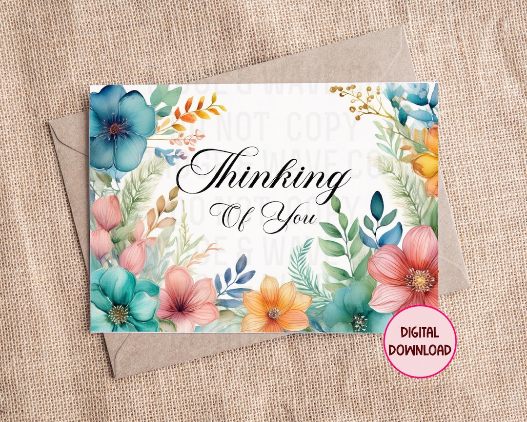 Thinking of You Printable 5x7 Card, Watercolor Sympathy Card ...