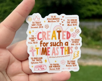 Created for such a time sticker, christian woman gift, Christian Bible verse sticker, religious gift for women, bible journaling sticker