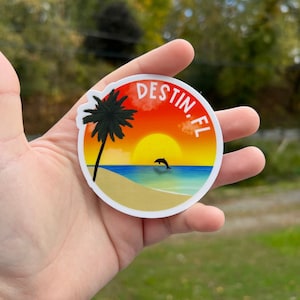 Destin Florida sticker, Florida gifts, travel stickers for luggage, beach lover gift for women, beach sticker for water bottle