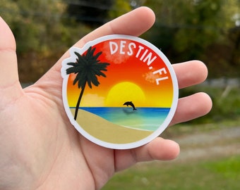 Destin Florida sticker, Florida gifts, travel stickers for luggage, beach lover gift for women, beach sticker for water bottle