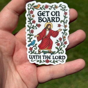 Get on board with the Lord sticker, funny christian gift, Christian Bible verse sticker, religious gift for frien, bible journaling sticker 画像 3