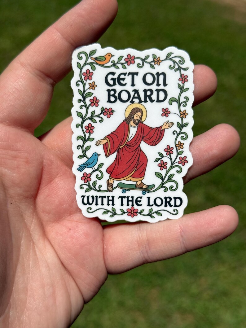 Get on board with the Lord sticker, funny christian gift, Christian Bible verse sticker, religious gift for frien, bible journaling sticker 画像 3