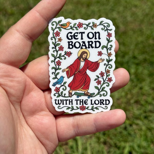 Get on board with the Lord sticker, funny christian  gift, Christian Bible verse sticker, religious gift for frien, bible journaling sticker