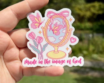 Made in the image of God sticker, christian woman gift, Christian Bible verse sticker, religious gift for women, bible journaling sticker