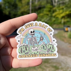 Just a ray of sarcastic sunshine sticker, sarcastic gift for friends, mental health sticker, pastel goth sticker, dark humor sticker