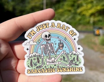 Just a ray of sarcastic sunshine sticker, sarcastic gift for friends, mental health sticker, pastel goth sticker, dark humor sticker