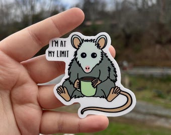 I’m at my limit possum sticker, Funny sticker for planner, water bottle sticker, mental health sticker, possum lover gift for friends