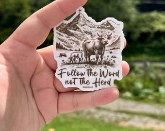Follow the word not the herd sticker,christian woman gift, Christian Bible verse sticker, religious gift for women, bible journaling sticker