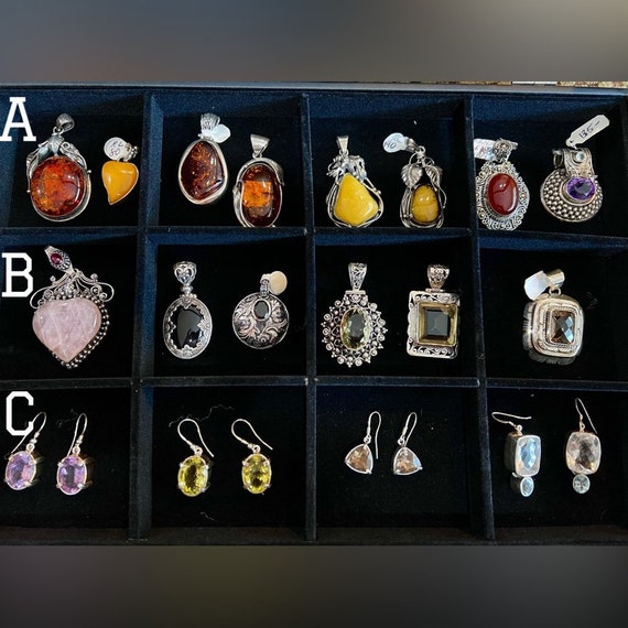 Assorted gemstone pendants
