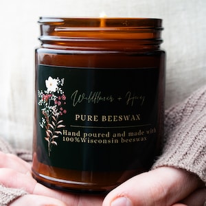 100% pure beeswax amber jar candle