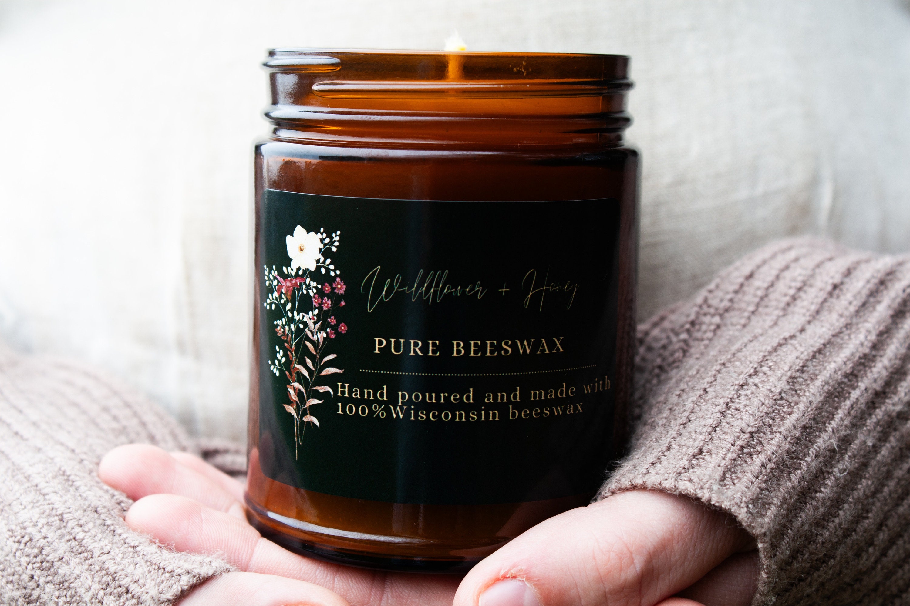 100% Pure Beeswax Amber Jar Candle - Etsy