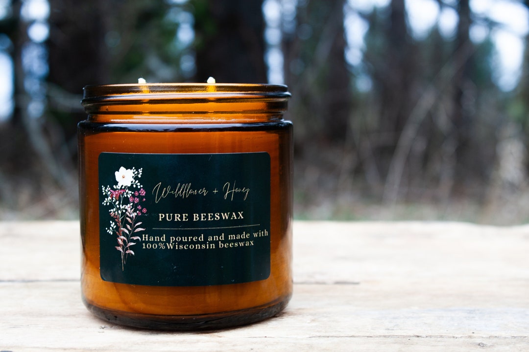 16oz Pure Beeswax Amber Jar Candle - Etsy