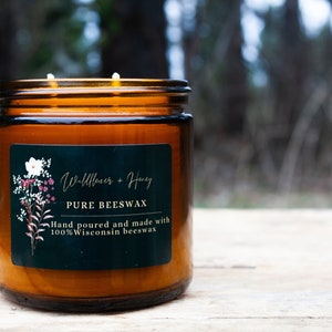 16oz pure beeswax amber jar candle