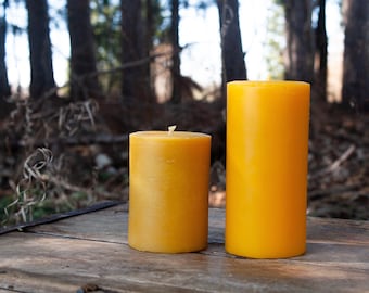 100% Pure beeswax wide pillar candle