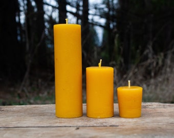 100% pure beeswax pillar candles