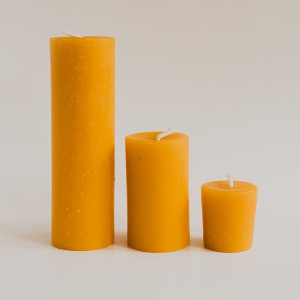 100% pure beeswax pillar candles