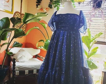 Luna Dress: Handmade Organza Ruffle Dress with Puff Sleeves