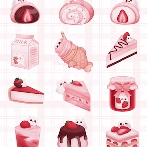 Strawberry Ghost Sticker Sheet And Individuals / イチゴの幽霊 • ステッカー・シート