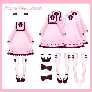 VTuber Asset: Nightgown/Casual Gown Set