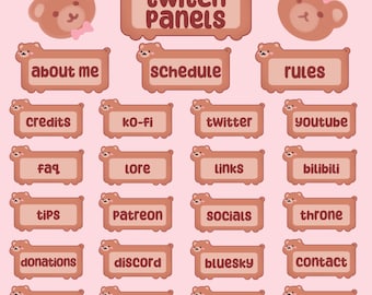 Cute Bear Twitch Panels (23 + Blank Panel)