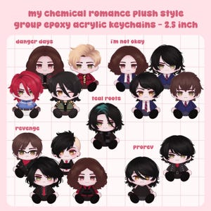 My Chemical Romance Plush Style Group Keychains - 2.5 Inch Epoxy Front / Double Sided Acrylic