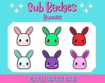 Cute Rainbow Bunny Twitch Sub Badges