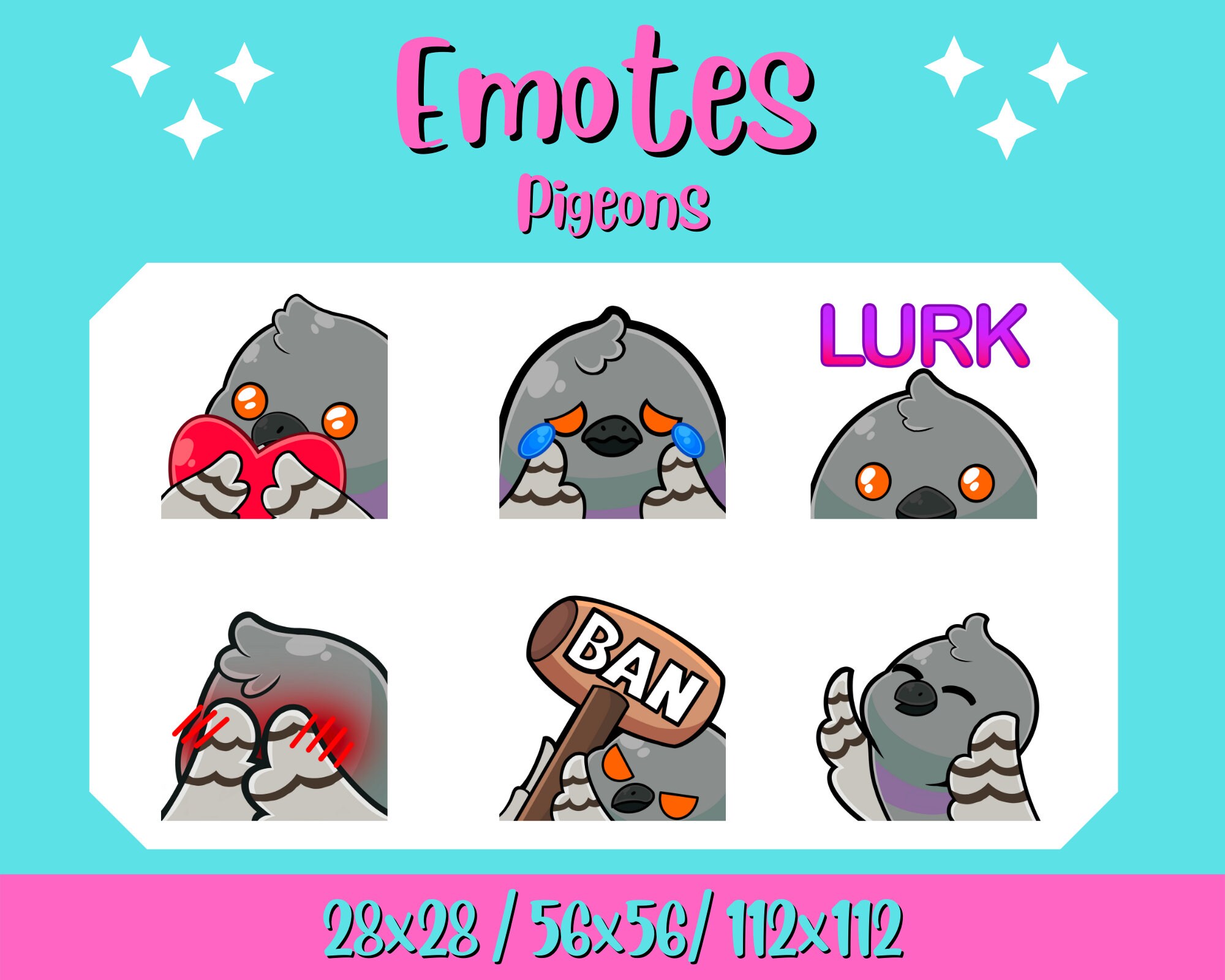 Cute Pigeon Twitch Emotes