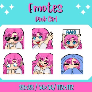 Cute Pink Girl Twitch Emotes