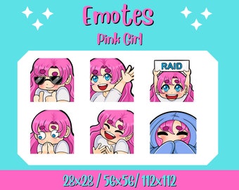 Lindos emoticones de Twitch de chica rosa