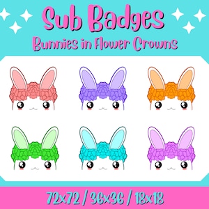 Niedliche Regenbogen Blumenkrone Bunny Sub Abzeichen