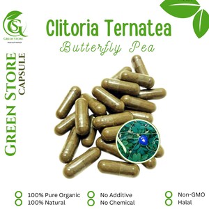 100-800 CAPSULES Butterfly Pea Clitoria Ternatea @600mg Fresh Natural Herbs spices Indonesian herb Organic WildCrafted Free Ship