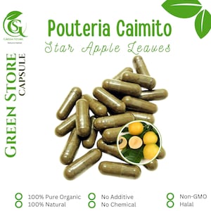 100-500 CAPSULES Star Apple Leaves Pouteria Caimito @600mg Fresh Natural Herbs spices Indonesian herb Organic WildCrafted