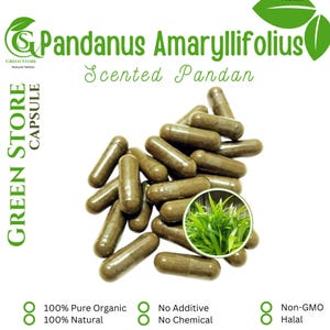 100-500 CAPSULES Scented Pandan Pandanus Amaryllifolius @600mg Fresh Natural Herbs spices Indonesian herb Organic WildCrafted