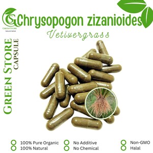 100-500 CAPSULES @600mg Chrysopogon Zizanioides Vetivergrass Khus Khus Natural Herbs spices Indonesian herb Orga
