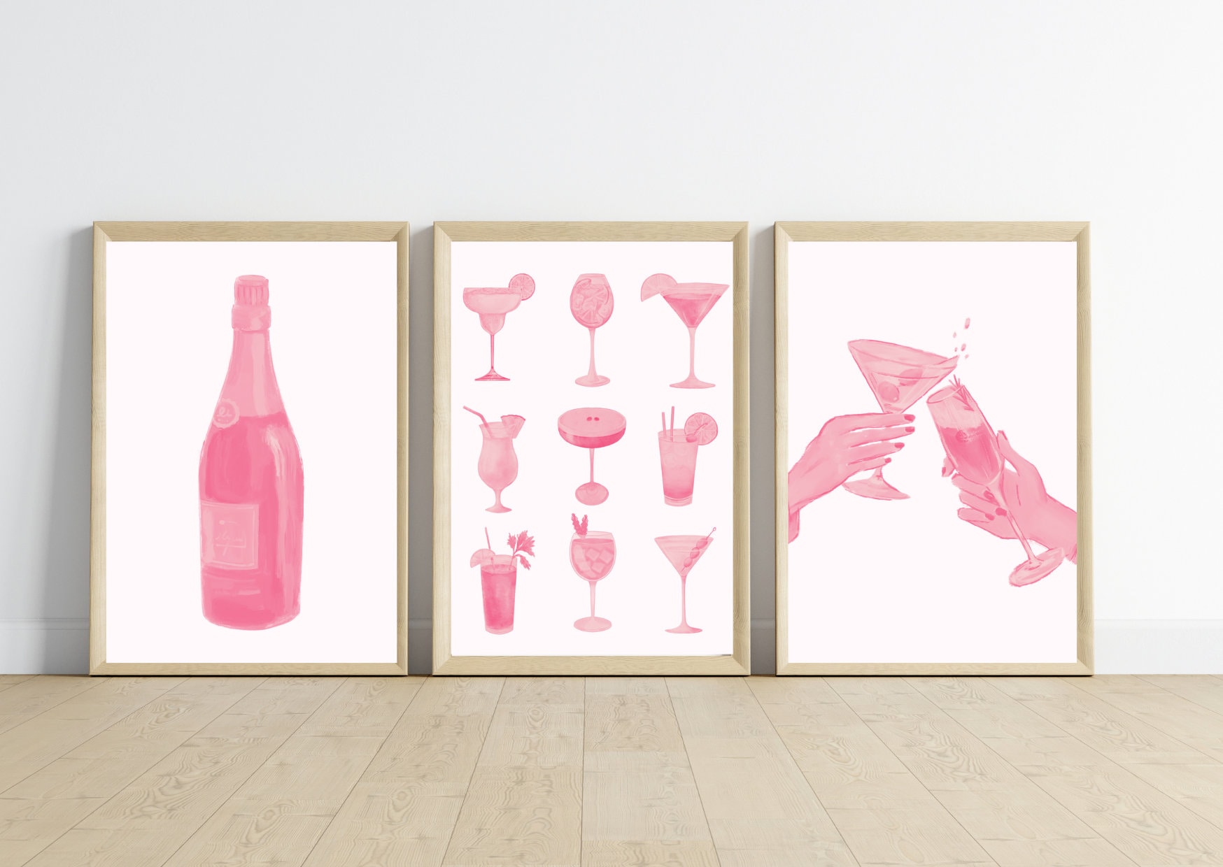 Preppy Bar Cart Prints | Pink Bar Cart Prints | Bar Cart Prints - Etsy
