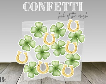 Luck Of the Irish Four Leaf Clover Horse Shoe St Patricks Day Lucky cute confetti decorations