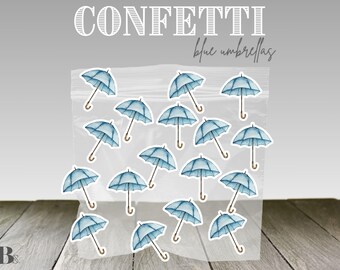 Rainy Day Umbrellas Cozy cute Blue Baby Shower Sprinkle confetti decorations