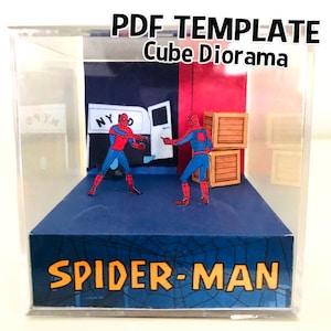 DIY Cube Diorama Template - Spider-man Meme