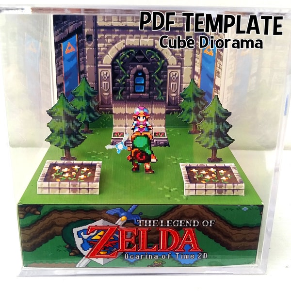 DIY Cube Diorama Template - Zelda Ocarina of Time 2D