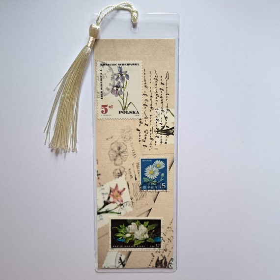 Handmade Bookmarks With Postage Stamp Reading Bookmark Etsy