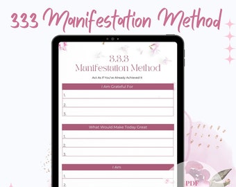 333 Manifestation Method | Writing | 3-3-3 Law of Attraction(Printable)| Manifestation Worksheet | (Instant Download) US Letter, PDF, A4, A5