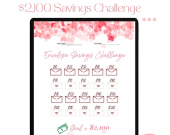 2.1K Envelope Savings Challenge ( Printable)| Saving Tracker | 2.1K Challenge | Money Challenge | (Instant Download) US Letter, PDF, A4, A5