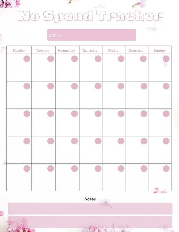 No Spend Tracker Calendar printable No Spend Challenge No Spend Month Debt  Free Journey instant Download A4, A5, PDF, Letter - Etsy