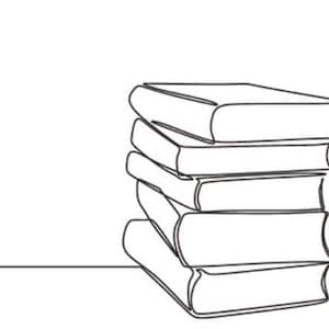 Stack of books on a white background. Continuous one line drawing education supplies illustration minimalism