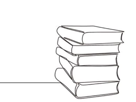 Stack of books on a white background. Continuous one line drawing education supplies illustration minimalism