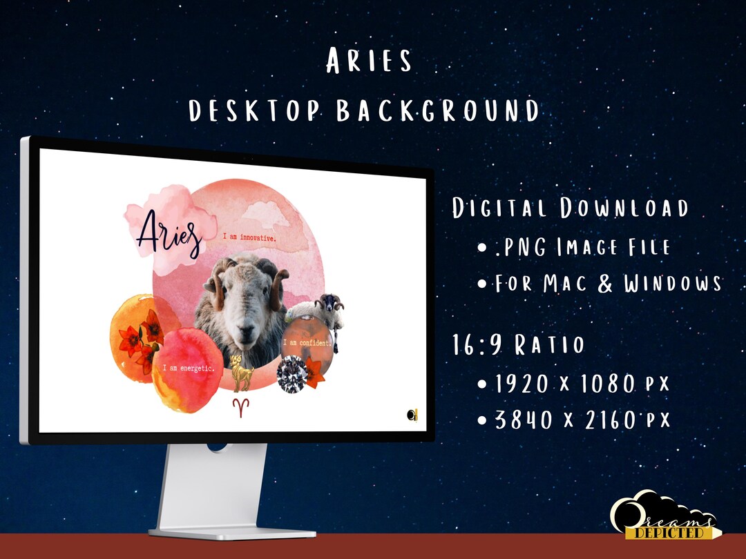 Aries Zodiac Sign Desktop Wallpaper / Computer Background - Etsy